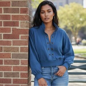 Anthropologie Pilcro The Kamrie Pieced Popover Sweater Relaxed Casual Size Small